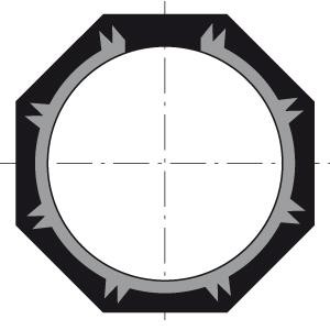 Adapter buis 8 kant 60mm voor 50 serie